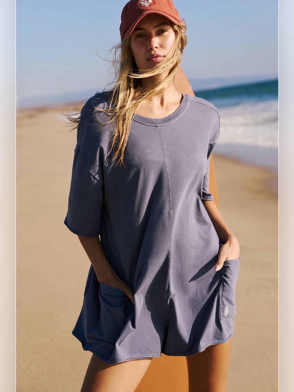 Free People Hot Shot Tee Romper - Size Medium - NWT - Oversized Athleisure - Picture 4 of 5